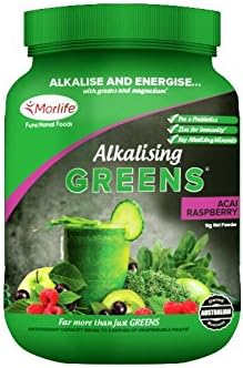 Morlife Super Greens - Acai Rasberry 1kg | Alkalizing Vegan Green Powder Superfood Supplements | with Prebiotics and Probiotics | 21 Greens Superfoods | Green Juice Supplement | 100 Servings
