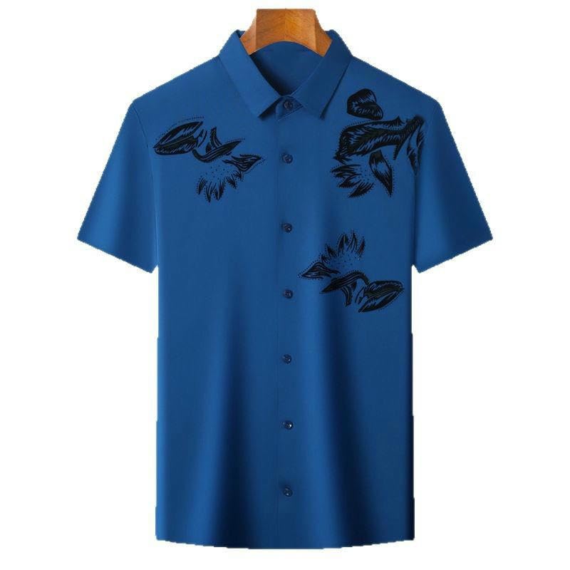 Chemise d'été homme décontractée à manches courtes avec revers sans couture - 5