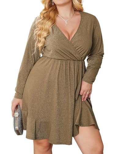 Robe de Noël à manches longues et col en V : le style raffiné pour le réveillon