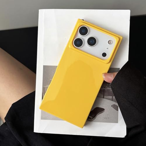 Coque antichoc iPhone 15 jaune protection souple rectangulaire de luxe