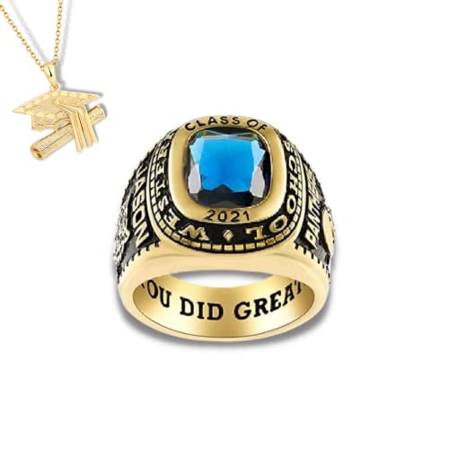 Mementos USA Premium American Brand Class Ring for Men – Express 5 Day Option - Classic Collection – Genuine 925 Sterling Silver or 10KT Gold – Customized High School College University Class Ring – Graduation Gifts