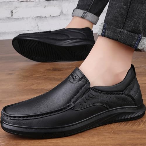 Men'S Fashion Leather Anti-Slip Casual Loafers,Lightweight Soft Sole Slip-On Low Top Comfortable Walking Shoes,for Business Office Driving Shoes3