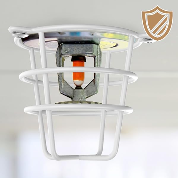 Image of 4 Pcs White Fire Sprinkler Head Guard Cover,Durable Fire Spirnkler Head Guard for Both 1 /2 inch & 3 /4 inch Fire Head,Guard for Fire Head for Protecting Flush Mount /Side Wall /Pendent Head Semi