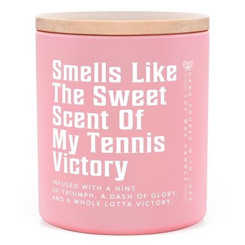 Encoink Tennis Gifts for Women, Lavender Scented Candle, Cool Gifts for Tennis Lovers/Girl/Coach/Player/Friend, Funny Tennis-Themed Gift for Mothers Day Birthday, Tennis Party Decorations,Pink(10oz)