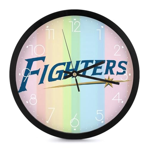 北海道日本ハムファイターズ 掛け時計 壁掛け時計 円形 静音 電池式 アラビア数字 オフィス/寝室/リビング