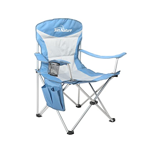 Join Nature Campingstuhl, Outdoor-Klappstuhl mit Becherhalter und Seitentasche, geeignet für Camping, Strand, Grillen, Angeln etc. (Blau) Cover