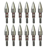 100/125/150/200 Grains Archery Field Points Practice Field Tips, Stainless Steel Archery Target Practice Hunting Arrow Tip for Recurve, Compound Bow Crossbow, Screw in Broadheads (A 19/64″-100grains)