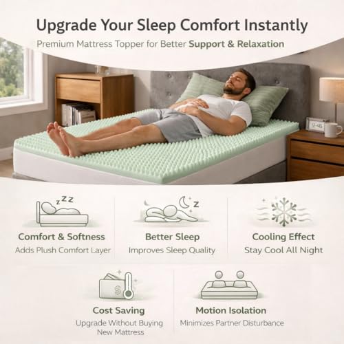 Greaton, 3-Inch Convoluted High Density Foam Mattress Topper, CertiPUR-US Certified for Superior Comfort and Support, Twin, Green by Greaton - Used condition - Image 3