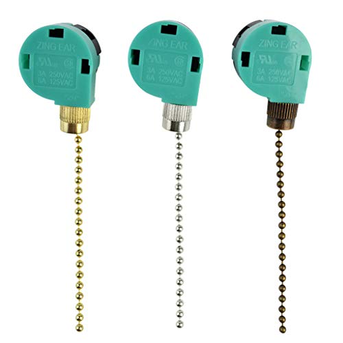 Topbuti 3 Pack Ceiling Fan Switch 3 Speed 4 Wire Zing Ear ZE-268S6