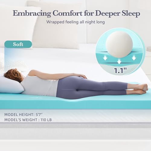SINWEEK 3 Inch Gel Memory Foam Mattress Topper Twin XL Size for Dorm Room, Ventilated Pad for Body Pressure Relief, Cooling Bed Topper with Breathable Soft Cover, CertiPUR-US Certified - Thumbnail 6