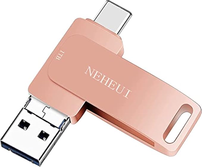 USB C Memory Stick 1TB,Dual USB 3.1 Flash Drive 3 in 1 Type-C Thumb Drive NEHEUI Phone Photo Stick Date Storage Back up Pendrive USB C Stick Drive for Android Phones/PC/MacBook pro and Computer(Pink