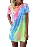 ❤️Tshirt Kleider damen füllt die Casual und Modern. Luftiges Sommerkleider Damen geeignet für Strandurlaub. Egal ob mit Leggings oder Strumpfhose gestylt, oder kombiniert mit Lederjacke, Jeansjacke oder Blazer - dieses Kleid rockt jeden Look. Ein schickes Basic mit vielen Kombinationsmöglichkeiten. Paar perfekt mit Hosen, Röcke, Turnschuhe, Jeans und so weiter.