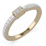 Stackable Promise Ring for Women, 0.10 Carat (ctw) Lab Grown Or Natural Diamond Engagement Wedding Ring In 10K Solid Gold Or 14K Gold Plated 925 Sterling Silver Jewelry For Her 1/10 ctw