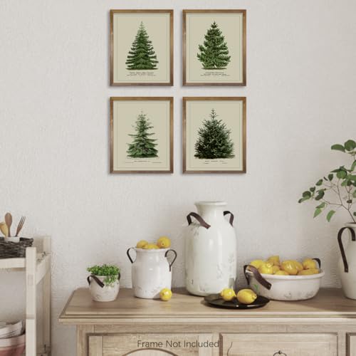 Yumknow Vintage Farmhouse Holiday Wall Decor -Winter Pine Bathroom Print Poster - Rustic Snowy Winter Room Decor - Christmas Tree Wall Art thumb #4