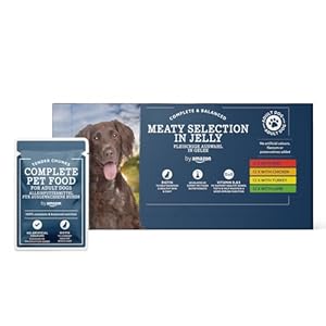 by Amazon Alleinfuttermittel für ausgewachsene Hunde, Fleischauswahl in Gelee, 4.8kg (48 Packungen mit 100g)
