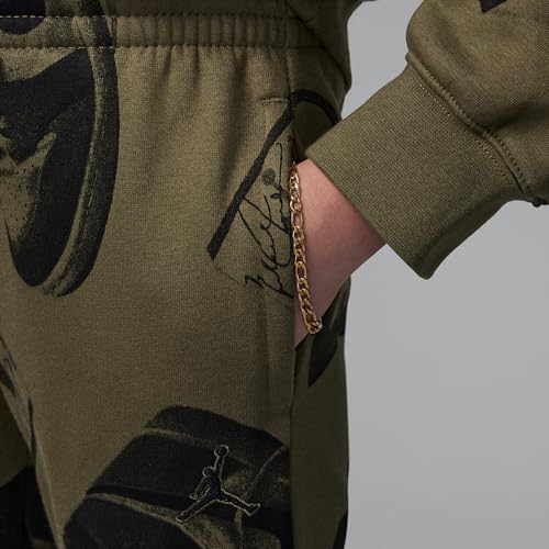 Jordan Brooklyn Fleece Big Kids' Printed Pants (45D600-E6F, Medium Olive)4