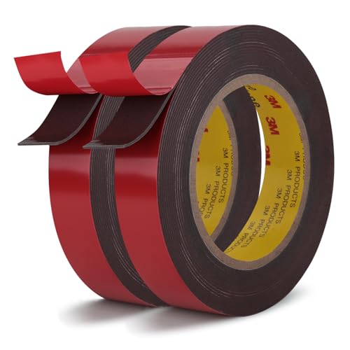 Image of 3M Double Sided Tape, Heavy Duty, 0.75 inch x 13.8Ft, 4611, Gray 2 Pack | Heavy Duty, Acrylic Permanent Adhesive, Waterproof Foam Tape for Home Office, Deco Automotive Metal Glass Bonding