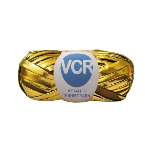 Image of VCR Shine Gold Rose Metallic T-Shirt Yarn, 100 Grams, 100% Metallized Craft Yarn, Pack of 1 Yarn, Suitable for Handbags, Tote Bags and Sling Bags