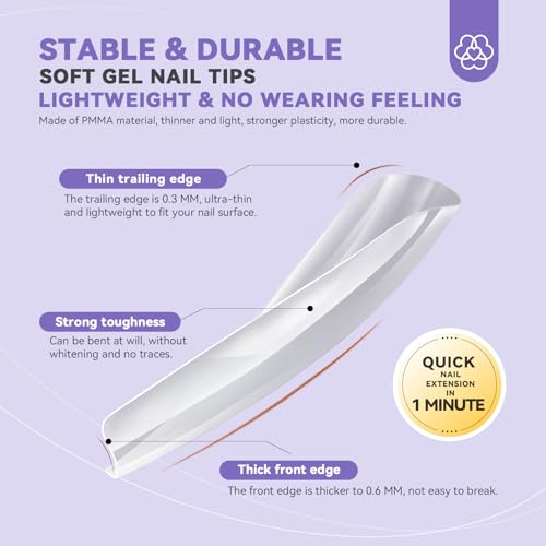 SAVILAND Gel Nail Kit with U V Light: Gel Nail X Kit with Nails Glue Easy At Home Nail Kit 500Pcs Short Coffin Nail Tips and Nail Drill 4-in-1 Glue Gels 15ML Mini U V Nail Lamp For Manicure
