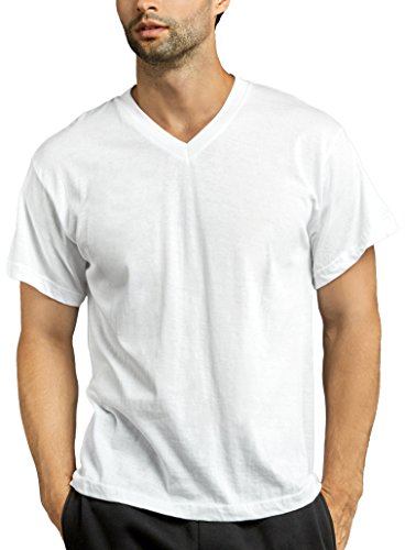 ToBeInStyle Men's Pack of Relaxed Fit Short Sleeve V-Neck White T-Shirts
