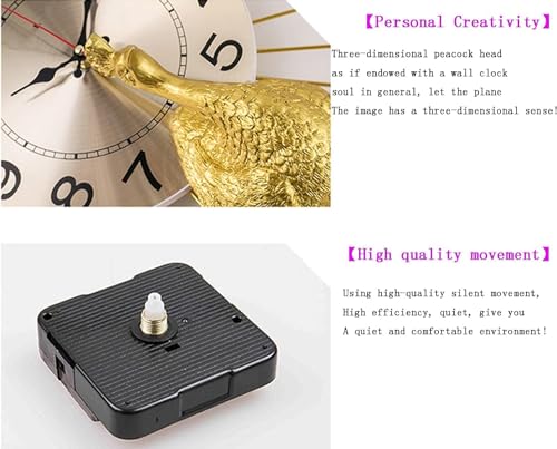 Horloge murale paon pour salon lumineux et moderne