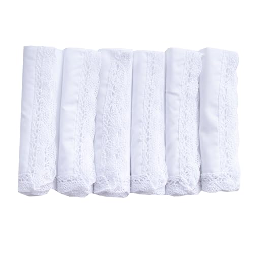 6 Pack of Ladies Embroidery Cotton Handkerchiefs Lace Wedding Hankies3