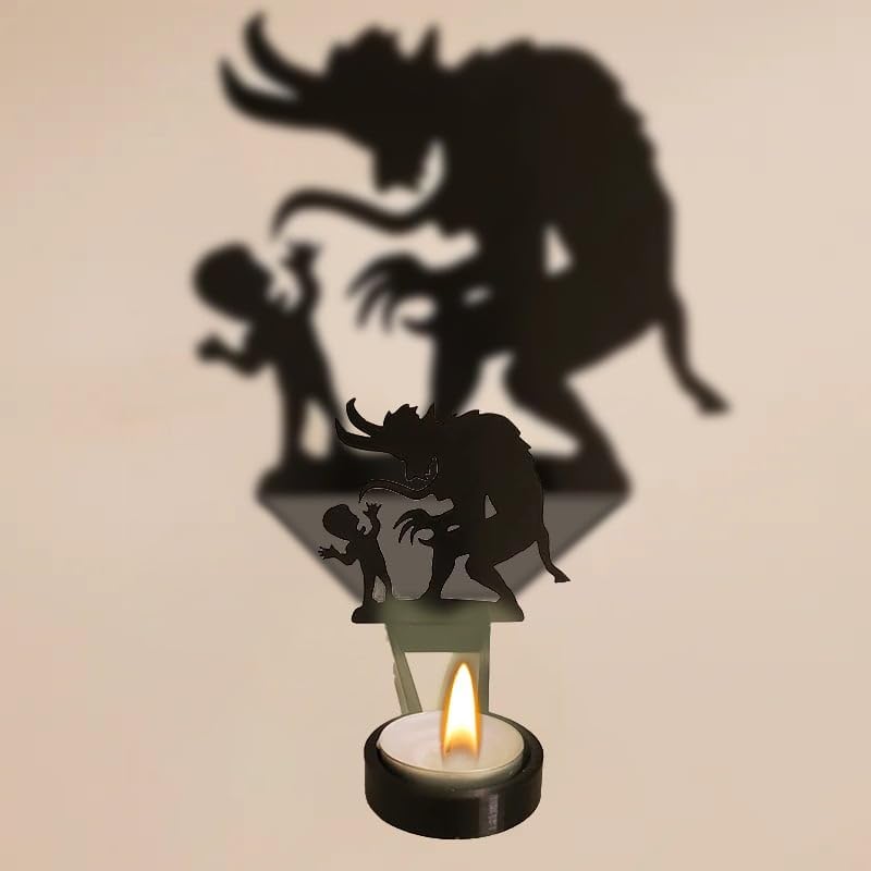 Funny Shadow Candle Holders for Halloween Decorations, Halloween Candle Holders, Vintage Candleholder Tabletop Decorative Tealight Candle Holder for Halloween Home Decor (B) image 5