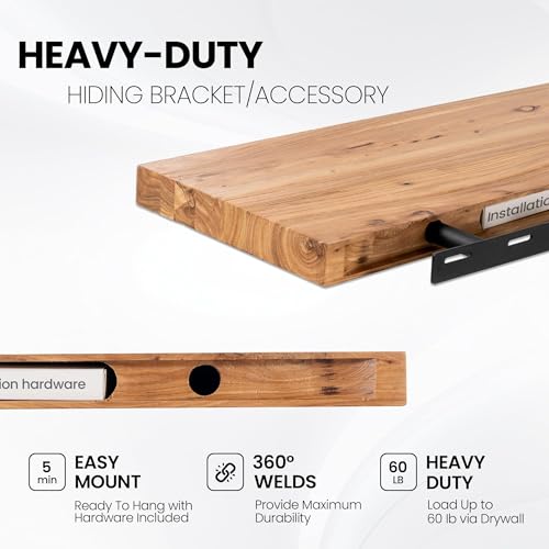 Image of Floating Shelves for Wall, Live Edge 40 inchW x 9.3 inchD x 1.5 inchH Wood Floating Shelf, Set of 2 with Invisible Heavy-Duty Metal Bracket, Deep Floating Shelf for Living Room Kitchen, Natural Finish