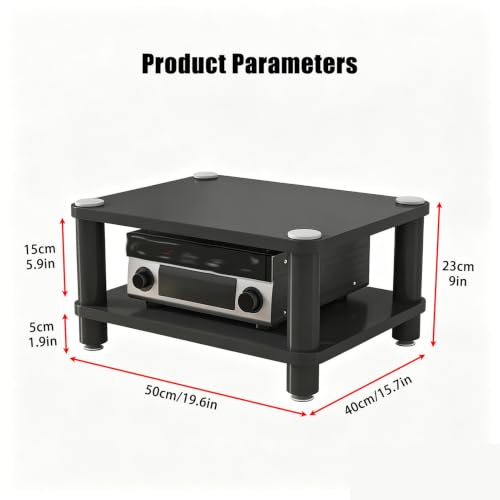 Support audio à 2 niveaux marron de 23cm meuble de tour multimédia AV