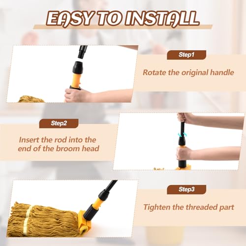 Image of Gisafai 46.5 Inch Broom Handle with Threaded Tip,Black,20 Pcs | Broom Sticks Metal Cleaning Pole with Plastic Thread Stick, for Floor Brushes Replacement Clean Tools Commercial Home Office