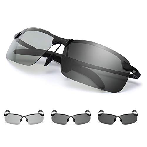 Photochromic Driving Glasses Day and Night 2 in 1 Polarized Sunglasses Anti-Glare UV Protection for Men Women