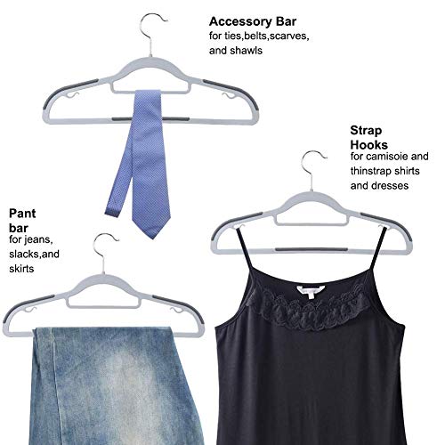 Oika Hangers Plastic 30Pack Space Saving Coat Hanger, Upgraded Rubber Stripe Non-Slip Pants Hangers, 360° Swivel Hook Clothes Hangers, 16.5 Inches, Gray #TOP5
