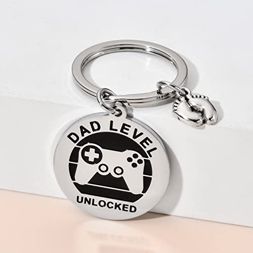 First Time Dad Uncle Gifts Fathers Day Keychain for New Dad Uncle, Daddy to be Dad Uncle Level Unlocked Keychain - Image 4