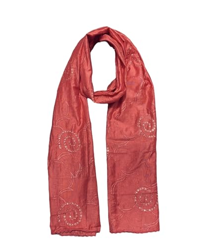Image of LKC WOMEN'S SEQUENCE EMBROIDERED SELFDESIGN SOFT COTTON CHANDERI DUPATTA
