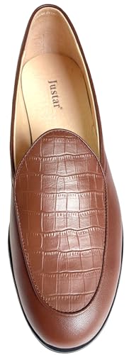 Image of Justar Men's Leather Comfort Loafers Slip-On Tuxedo Dress Shoes for Business Casual Office