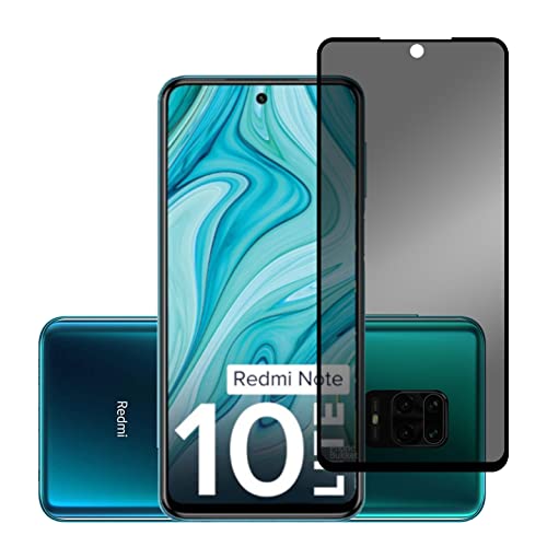 Image of Anti-Spy Privacy Tempered Glass Guard Protector for Xiaomi Redmi Note 10 Lite (Black) (Camera Hole) Edge to Edge Full Screen Coverage, Pack of 1