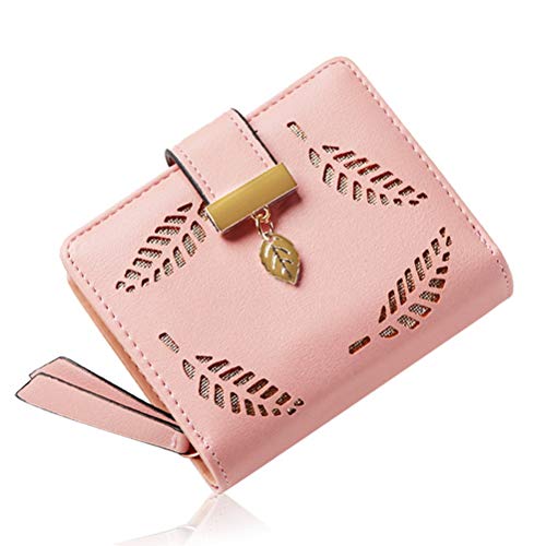 kuou Monedero de cuero rosa para mujer, monedero largo de moda para mujer Cover
