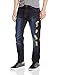 Southpole Men's Slim Straight Ripped and Repaired Denim Pants with Color Weft Stitching