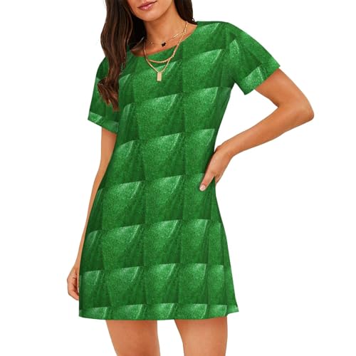 Robe de nuit à manches courtes imprimé paillettes vertes pour vos soirées cocooning