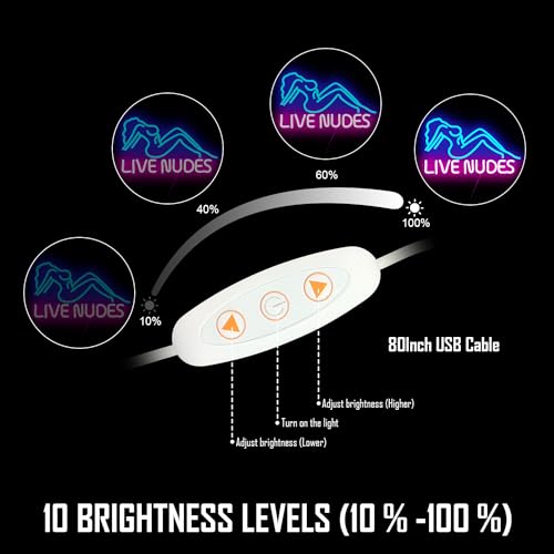 Image of Live Nudes Neon Sign Live Nudes Led Signs for Wall Decor Dimmable Neon Light Signs Neon Led Lights Light Up Sign for Man Cave Room Decor Beer Bar Pub Bedroom Hotel Party