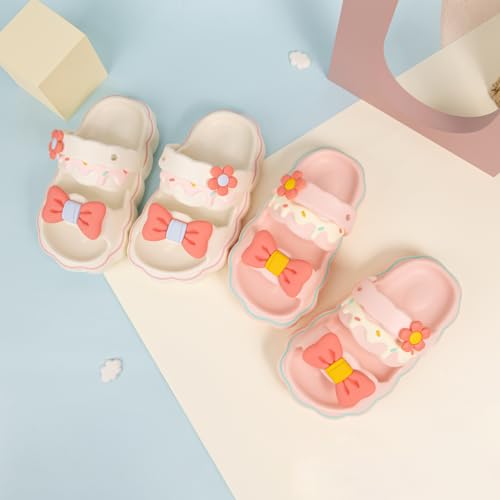Casazoe Kids Girls EVA Sandals Princess Cute Bowknot Charms Garden Water Outdoor Beach Flats Slip-on Breathable Lightweight Indoor Shower Shoes2