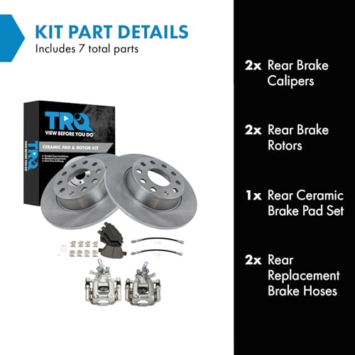Image of TRQ Rear Brake Pad & Rotor Kit Ceramic Compatible with 2014-2015 Volkswagen Passat