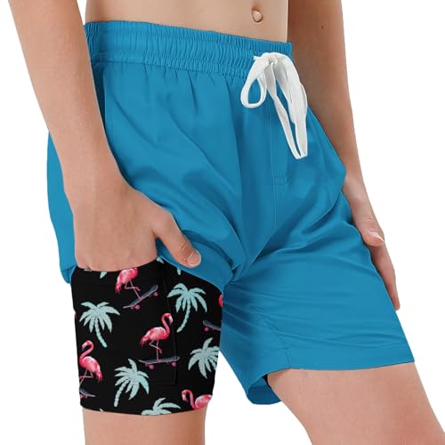 westwolf スイムトランクス 男の子用 2イン1 水着 圧縮ボードショーツ 7-18歳用, ブルー, 16-18 Years（Amazon）