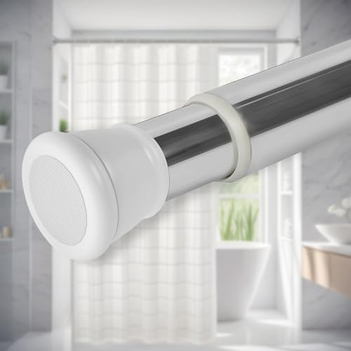 Image of SITTELLA (125Cm To 220Cm) Extendable Shower Curtain Tension Rod Non-Drilling Anti-Skid Spring Pull Rod -Stainless Steel, White-Silver