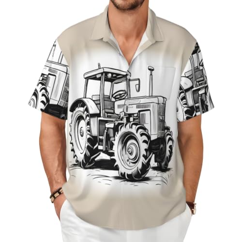 Grandes et grandes chemises été homme imprimé tracteur élégantes