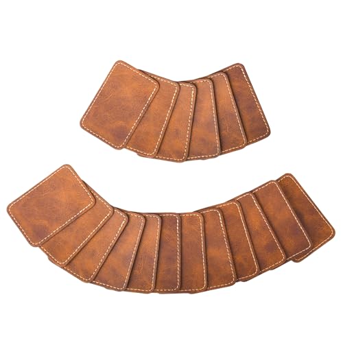 BUVKHMX 60 Pcs Blank Leatherette Hat Patches with Adhesive Rectangular Faux Leather Iron-On Patches for Fabric Repair, Custom Sewing, Laser Engraving & DIY Crafts(Brown?3 x 2 Inch)