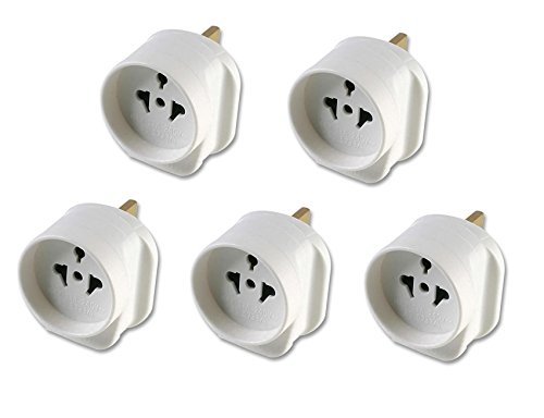 Inverou00ae 5x Pack of All Continents/Countries Schuko Style Visitor to UK Travel Plug Power Mains Adaptor - White