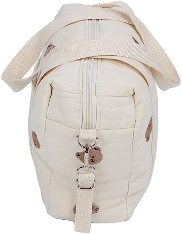 TIKATARER Baby Stroller Storage Bag, Multifunctional Reusable Zippered Handbag with Inner Pockets for Diaper Essentials Mom Travel Accessories (Bear Bag) - 5