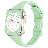 DYKEISS Sportliches schlankes Silikonarmband, kompatibel mit Apple Watch, 38 mm, 42 mm, 40 mm, 44 mm, 41 mm, 45 mm, schmales Ersatzarmband für iWatch Ultra Series 8/7/SE/6/5/4/3/2/1, Damen und Herren