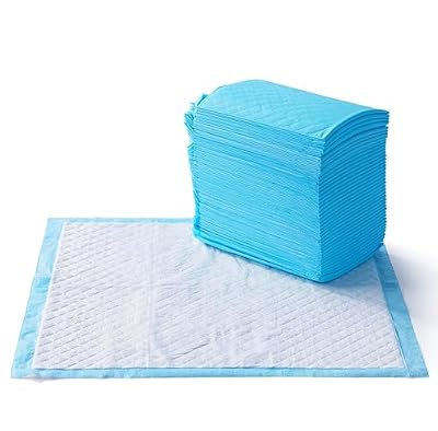Amazon Basics Heavy Duty Dog and Puppy Pee Pads, Leak-Proof 5-Layer Ultra Absorbent, Quick-Dry Surface for Potty Training and Housebreaking, Regular Size, 24x23", Blue & White, 80 Count